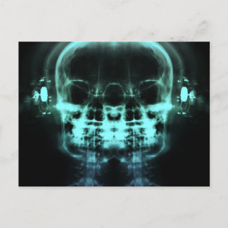 Doppel-X-Ray-Skulls mit Kopfhörern - Aquamarin Postkarte