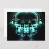 Doppel-X-Ray-Skulls mit Kopfhörern - Aquamarin Postkarte (Vorne/Hinten)