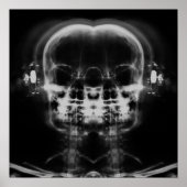 Doppel-X-Ray-Skulls mit Kopfhörern - B&W Poster (Vorne)