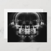 Doppel-X-Ray-Skulls mit Kopfhörern - B&W Postkarte (Vorne/Hinten)