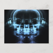 Doppel-X-Ray-Skulls mit Kopfhörern - Blau Postkarte (Vorderseite)