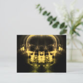 Doppel-X-Ray-Skulls mit Kopfhörern - Gelb Postkarte (Stehend Vorderseite)