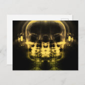 Doppel-X-Ray-Skulls mit Kopfhörern - Gelb Postkarte (Vorne/Hinten)
