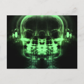 Doppel-X-Ray-Skulls mit Kopfhörern - grün Postkarte