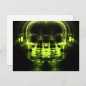 Doppel-X-Ray-Skulls mit Kopfhörern - Kalkgrün Postkarte (Vorne/Hinten)