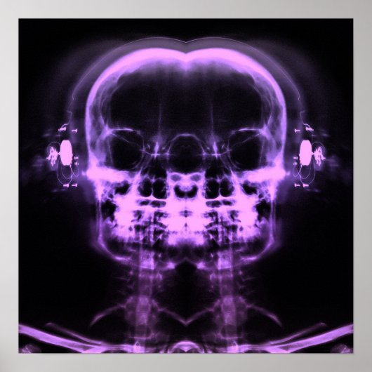 Doppel-X-Ray-Skulls mit Kopfhörern - Lila Poster (Vorne)