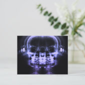 Doppel-X-Ray-Skulls mit Kopfhörern - Lila Postkarte (Stehend Vorderseite)