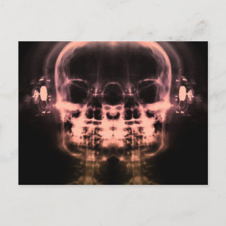Doppel-X-Ray-Skulls mit Kopfhörern - Orange Postkarte