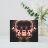 Doppel-X-Ray-Skulls mit Kopfhörern - Orange Postkarte (Stehend Vorderseite)
