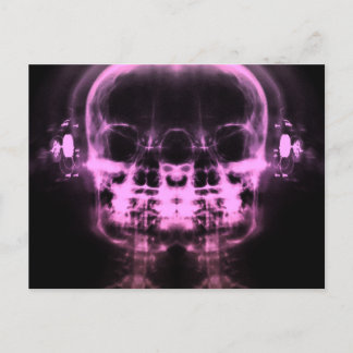 Doppel-X-Ray-Skulls mit Kopfhörern - Rosa Postkarte