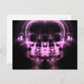 Doppel-X-Ray-Skulls mit Kopfhörern - Rosa Postkarte (Vorne/Hinten)