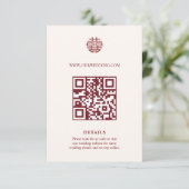 Doppel-Xi-QR-Code Chinesische Hochzeitseinlagekart Save The Date (Stehend Vorderseite)