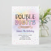 Doppel-Ziffern Geburtstagseinladung Einladung (Stehend Vorderseite)
