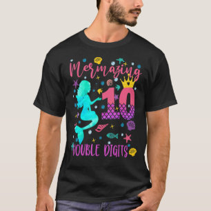 Doppel-Ziffern Geburtstagsmermaid 10 Jahre alt B T T-Shirt