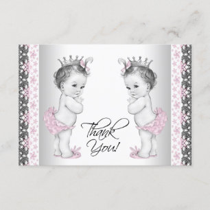 DoppelBaby-Prinzessin Shower Thank You Cards Dankeskarte
