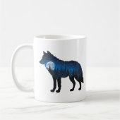 Doppelbelichtete Wolf Silhouette Monlit und Sterne Kaffeetasse (Links)