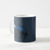 Doppelbelichtete Wolf Silhouette Monlit und Sterne Kaffeetasse (Vorderseite Links)