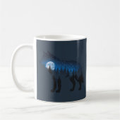 Doppelbelichtete Wolf Silhouette Monlit und Sterne Kaffeetasse (Links)