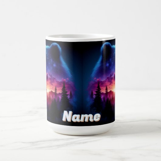 Doppelbelichtetes Bärenportrait mit lebendigem Son Kaffeetasse (Mittel)