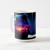 Doppelbelichtetes Bärenportrait mit lebendigem Son Kaffeetasse (Vorderseite Links)