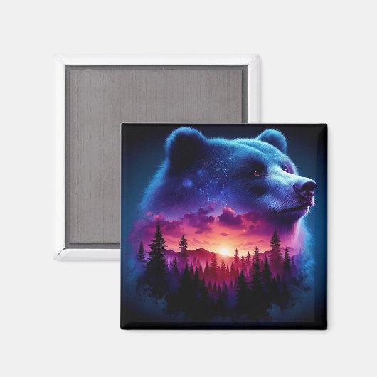 Doppelbelichtetes Bärenportrait mit lebendigem Son Magnet (Vorderseite/Rückseite)