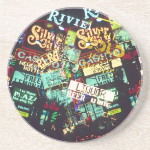 Doppelbelichtung, Casino-Zeichen, Las Vegas, Sandstein Untersetzer