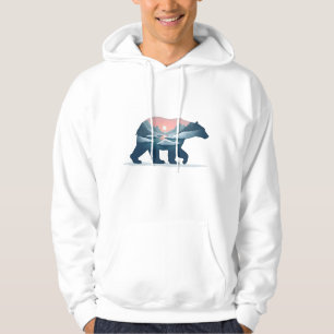 Doppelbelichtung Eisbär Silhouette Landschaft Hoodie