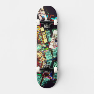 Doppelbelichtung, Kasinoschilder, Las Vegas, Skateboard
