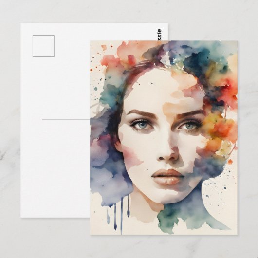 Doppelbelichtungs-Frauen-Kunst Postkarte (Vorne/Hinten)