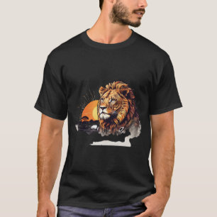 Doppelbelichtungs-Löwe Afrikanischer Sonnenunterga T-Shirt