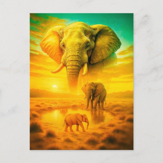 Doppelbelichtungsportfolio des afrikanischen Elefa Feiertagspostkarte (Vorderseite)