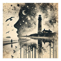 Doppelbelichtungsporträt mit Starry Sky Lighthous