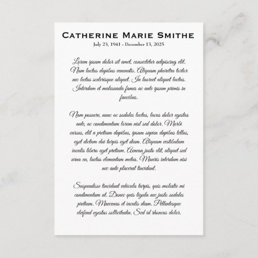 Doppelbild für Beerdigung oder Gedenkfeier (Rückseite)