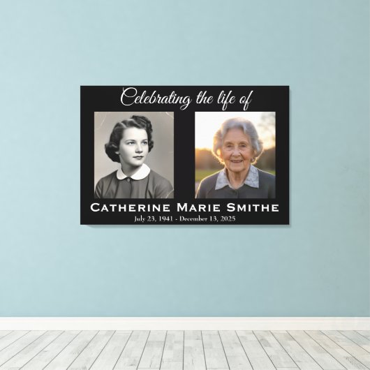 Doppelbild für Beerdigung oder Gedenkfeier Leinwanddruck (Insitu (Holzboden))