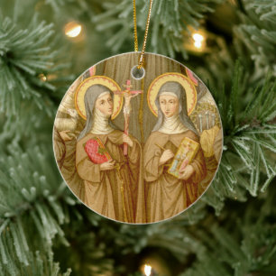 Doppelbild Zwei arme Klarissenheilige (SAU 027) Keramik Ornament