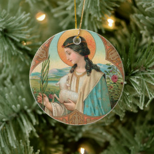 Doppelbildnis Hl. Agnes von Rom (BK 006) Keramik Ornament