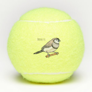 Doppelbind-Prachtfink-Vogel-Cartoon-Illustration Tennisbälle