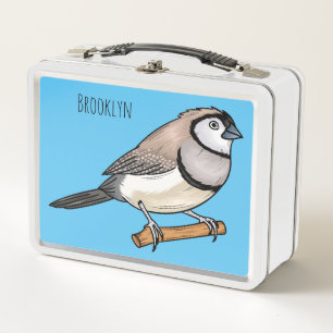 Doppelbindfink-Vogel-Cartoon-Illustration  Metall Brotdose