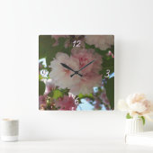 Doppelblühende Kirschbaum I Frühjahrsblüte Quadratische Wanduhr (Zuhause)