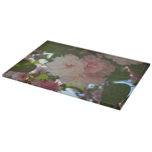 Doppelblühende Kirschbaum I Frühjahrsblüte Schneidebrett (Ecke)