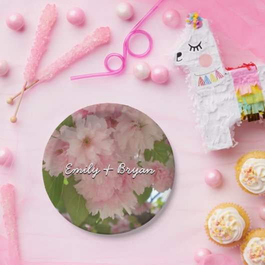 Doppelblühende Kirschbaum II Frühlingsflora Pappteller (Party)