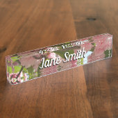 Doppelblühende Kirschbaum III Frühlingsflora Namensplakette (Seite)