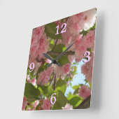 Doppelblühende Kirschbaum III Frühlingsflora Quadratische Wanduhr (Winkel)