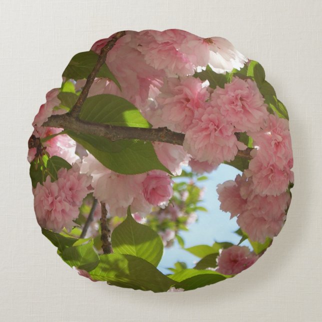 Doppelblühende Kirschbaum III Frühlingsflora Rundes Kissen (Vorderseite)