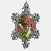 Doppelblühende Kirschbaum III Frühlingsflora Schneeflocken Zinn-Ornament (Links)