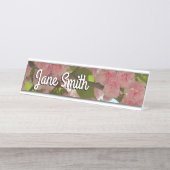 Doppelblühende Kirschbaum III Frühlingsflora Schreibtischnamensplakette (Vorderseite )