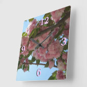Doppelblühende Kirschbaum IV Frühjahr Quadratische Wanduhr (Winkel)