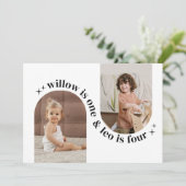 Doppelbogen-Foto Gemeinsame Geburtstagseinladung Einladung (Stehend Vorderseite)