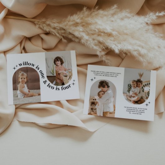 Doppelbogen-Foto Gemeinsame Geburtstagseinladung Einladung