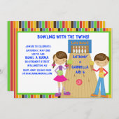 DoppelBowlings-Geburtstags-Party Einladung (Vorne/Hinten)